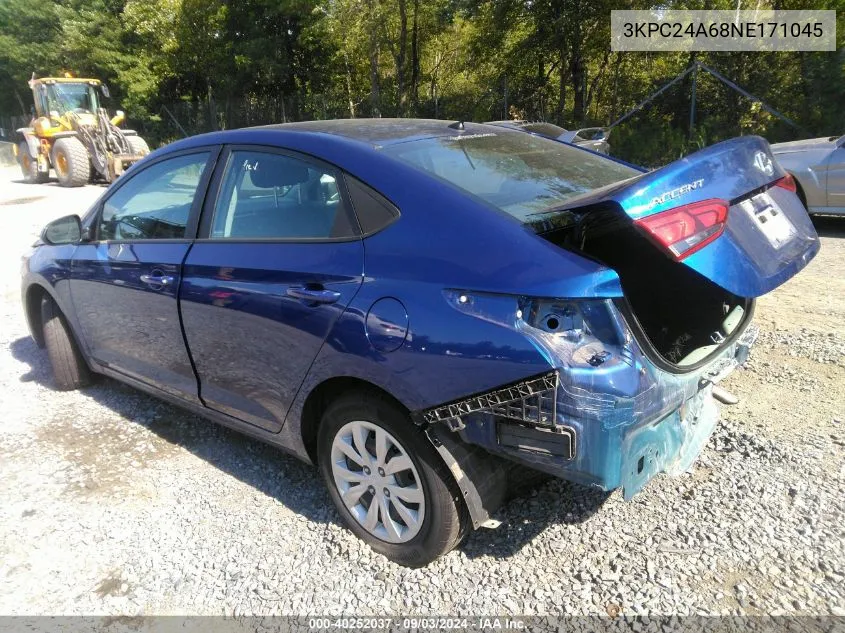 3KPC24A68NE171045 2022 Hyundai Accent Se