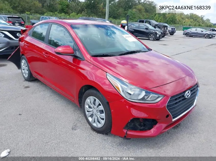 2022 Hyundai Accent Se VIN: 3KPC24A6XNE168339 Lot: 40286482