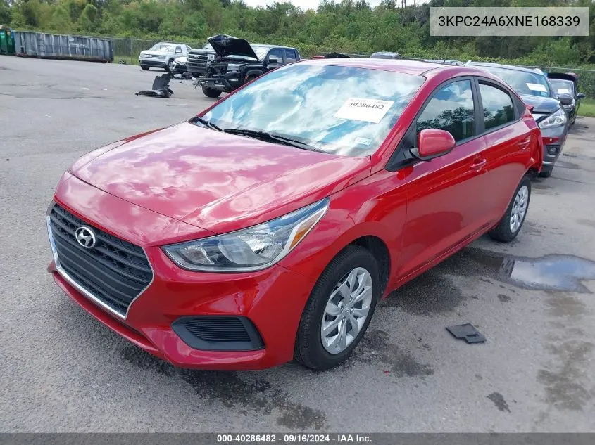 2022 Hyundai Accent Se VIN: 3KPC24A6XNE168339 Lot: 40286482