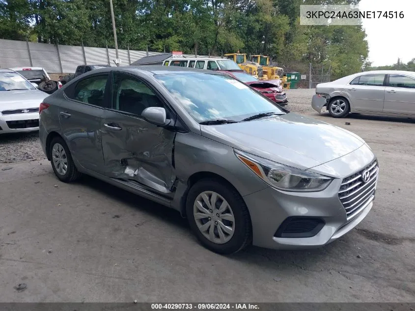 2022 Hyundai Accent Se VIN: 3KPC24A63NE174516 Lot: 40290733