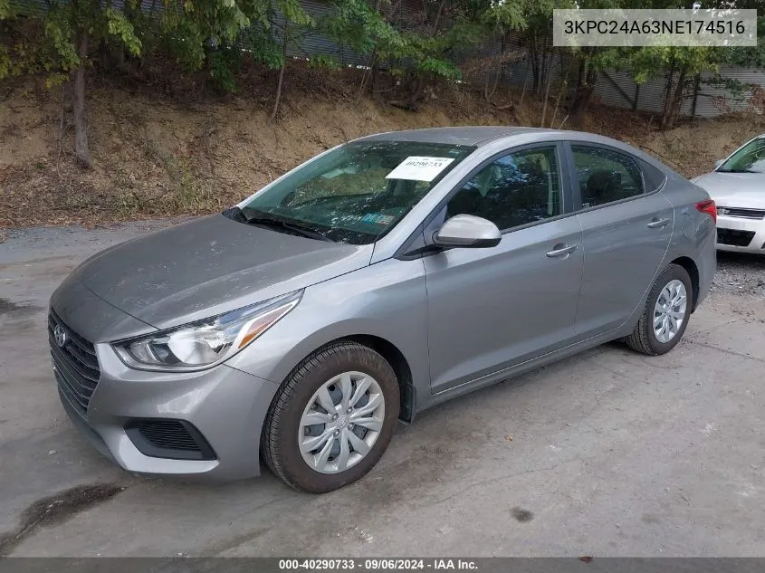 2022 Hyundai Accent Se VIN: 3KPC24A63NE174516 Lot: 40290733