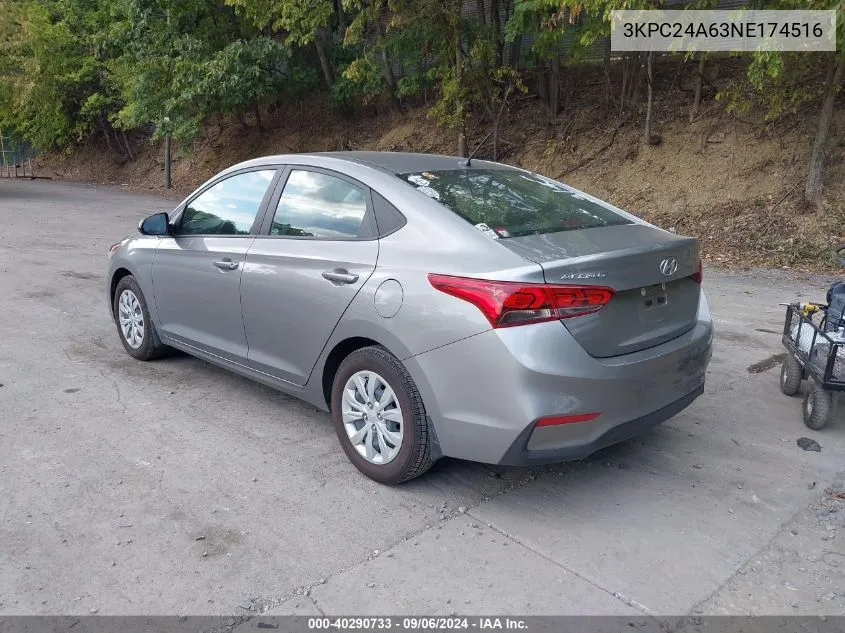 2022 Hyundai Accent Se VIN: 3KPC24A63NE174516 Lot: 40290733