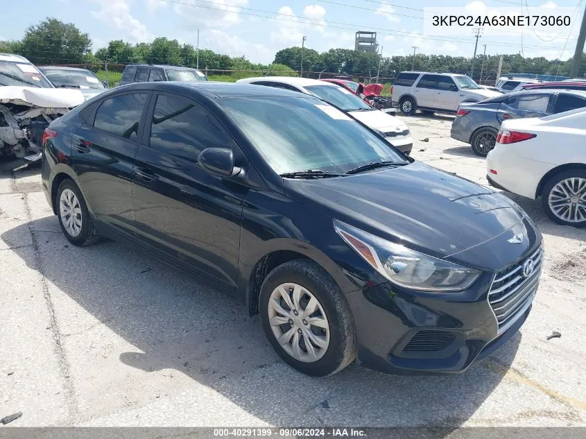 2022 Hyundai Accent Se VIN: 3KPC24A63NE173060 Lot: 40291399