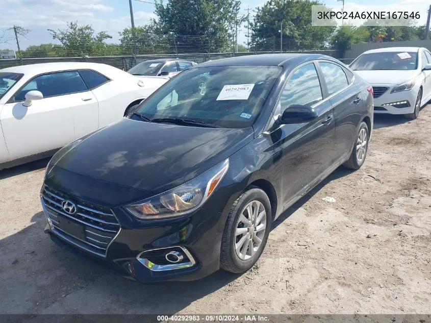 2022 Hyundai Accent Sel VIN: 3KPC24A6XNE167546 Lot: 40292983