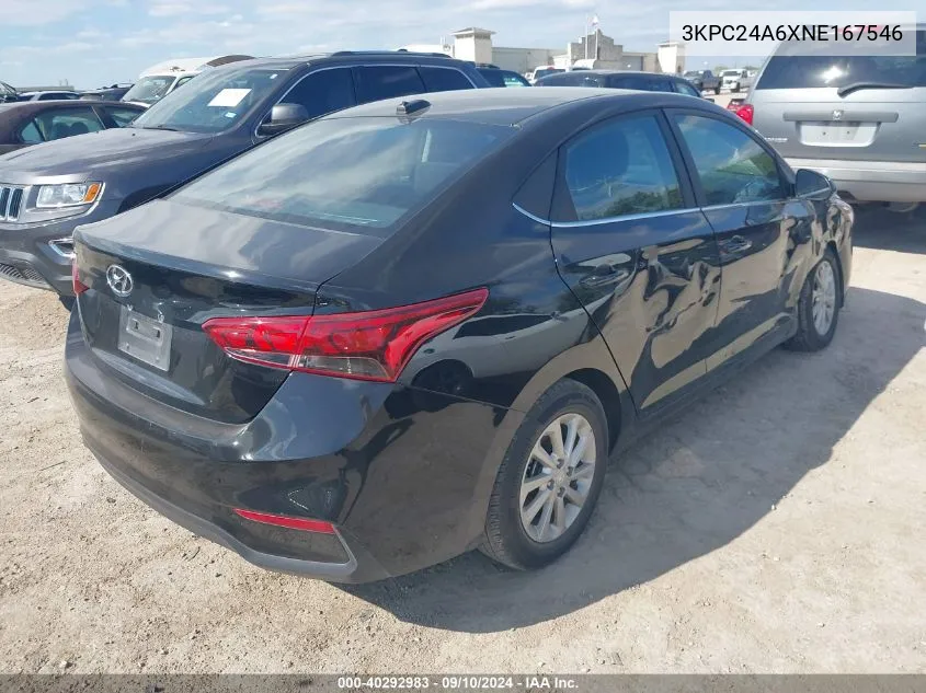 2022 Hyundai Accent Sel VIN: 3KPC24A6XNE167546 Lot: 40292983