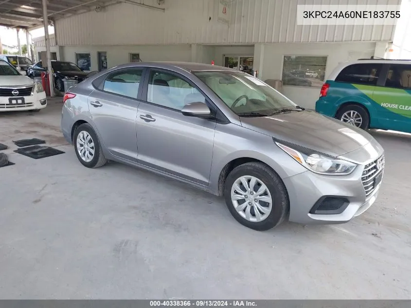 3KPC24A60NE183755 2022 Hyundai Accent Se/Sel