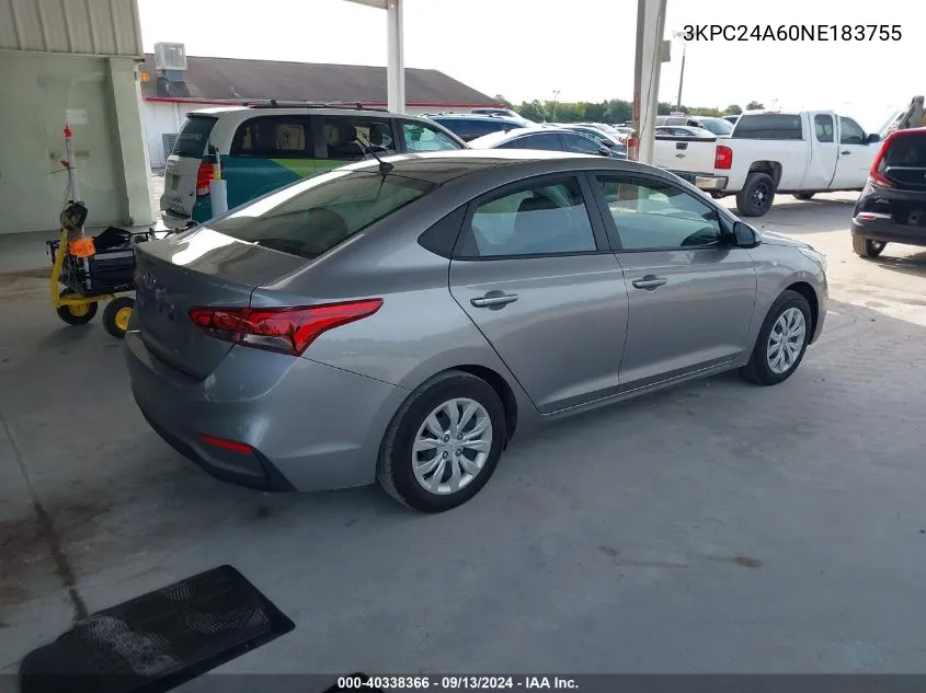 3KPC24A60NE183755 2022 Hyundai Accent Se/Sel