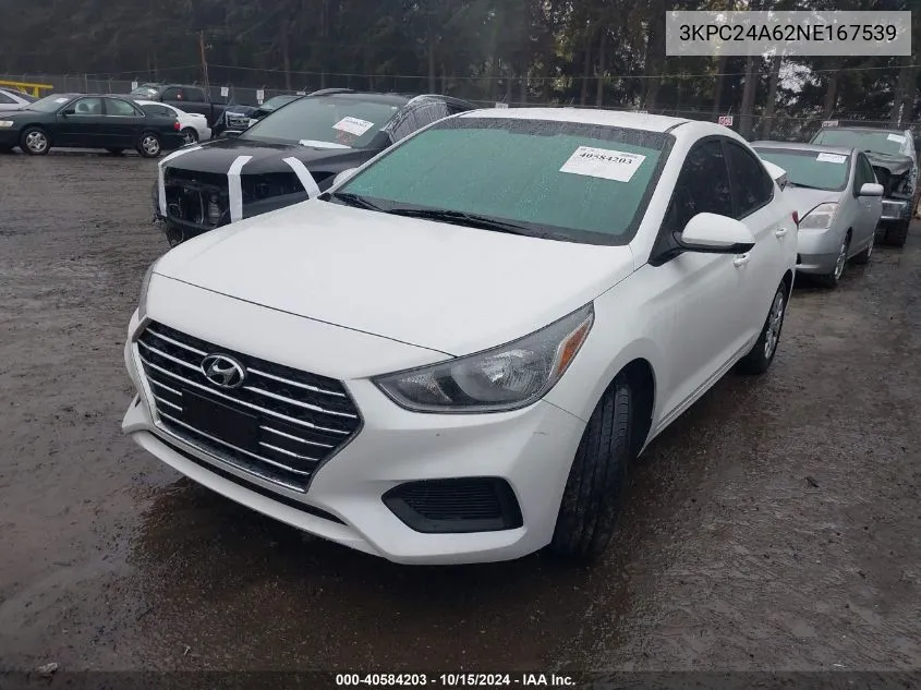 2022 Hyundai Accent Se VIN: 3KPC24A62NE167539 Lot: 40584203