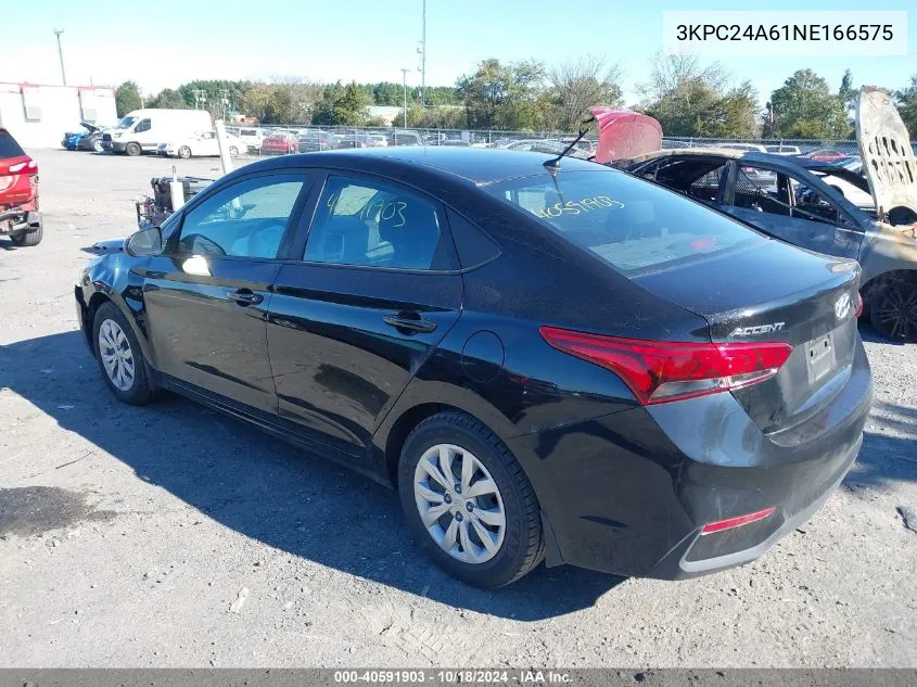 2022 Hyundai Accent Se VIN: 3KPC24A61NE166575 Lot: 40591903