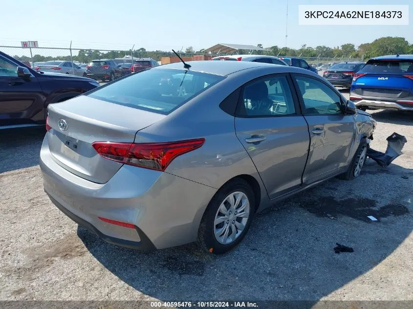 2022 Hyundai Accent Se VIN: 3KPC24A62NE184373 Lot: 40595476