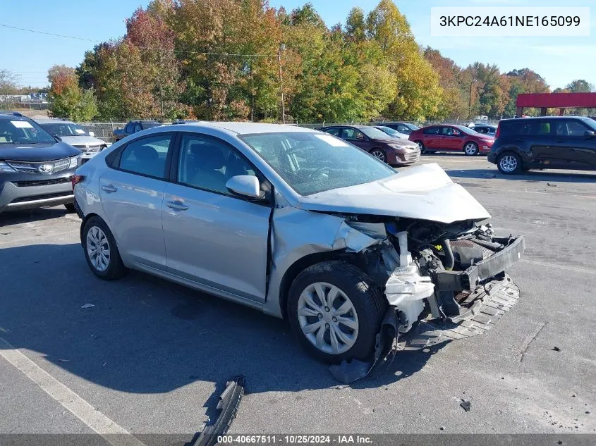 2022 Hyundai Accent Se VIN: 3KPC24A61NE165099 Lot: 40667511