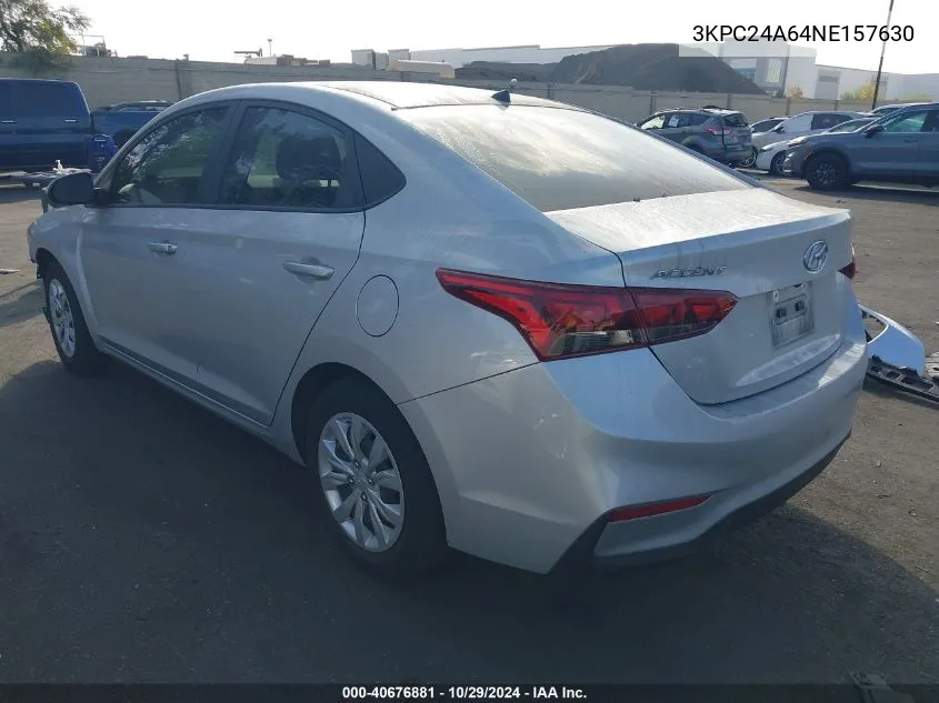 2022 Hyundai Accent Se VIN: 3KPC24A64NE157630 Lot: 40676881