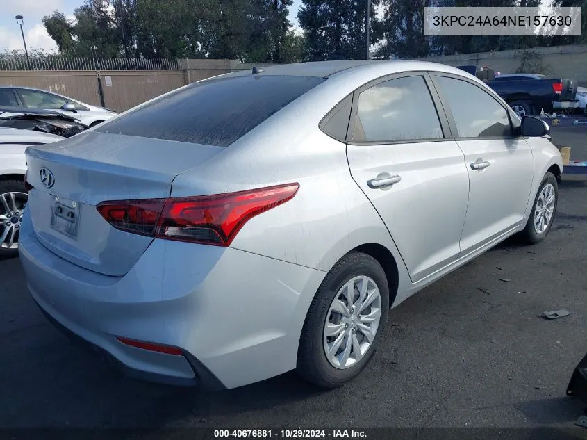 2022 Hyundai Accent Se VIN: 3KPC24A64NE157630 Lot: 40676881