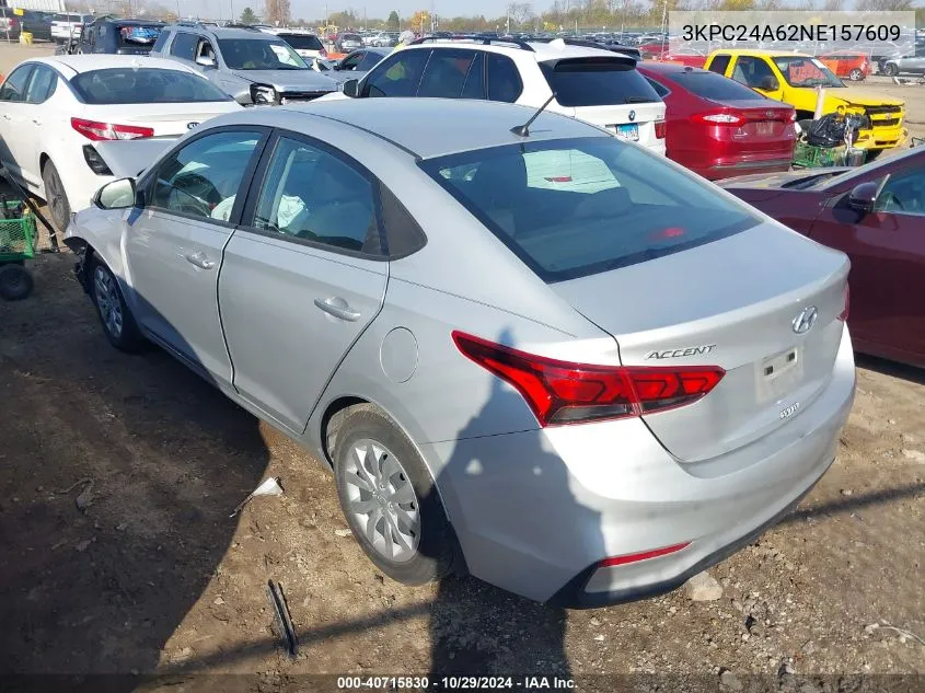 2022 Hyundai Accent Se VIN: 3KPC24A62NE157609 Lot: 40715830