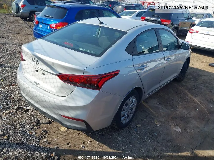 2022 Hyundai Accent Se VIN: 3KPC24A62NE157609 Lot: 40715830