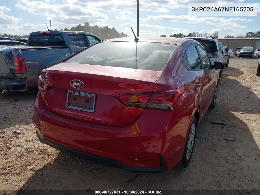 2022 Hyundai Accent Se VIN: 3KPC24A67NE165205 Lot: 40727031