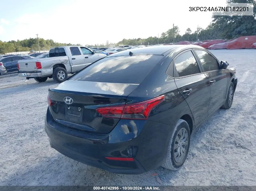 2022 Hyundai Accent Se VIN: 3KPC24A67NE182201 Lot: 40742995