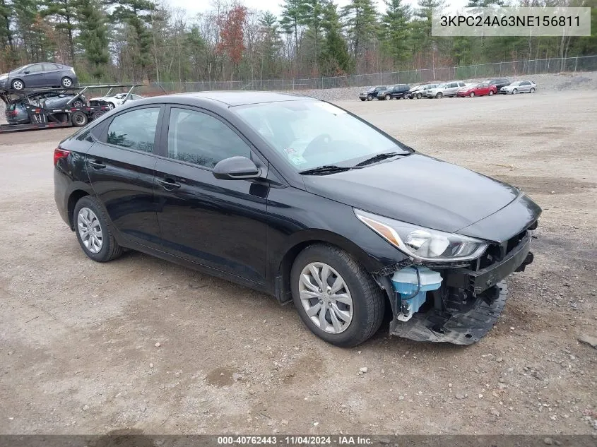 2022 Hyundai Accent Se VIN: 3KPC24A63NE156811 Lot: 40762443