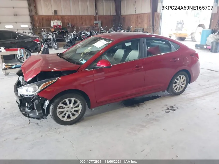 2022 Hyundai Accent Sel VIN: 3KPC24A69NE165707 Lot: 40772938