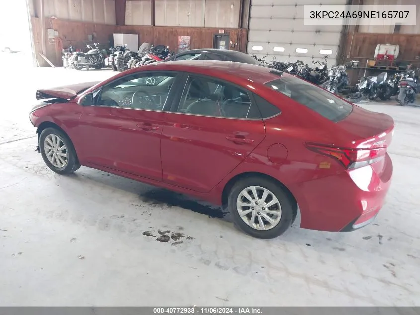 2022 Hyundai Accent Sel VIN: 3KPC24A69NE165707 Lot: 40772938