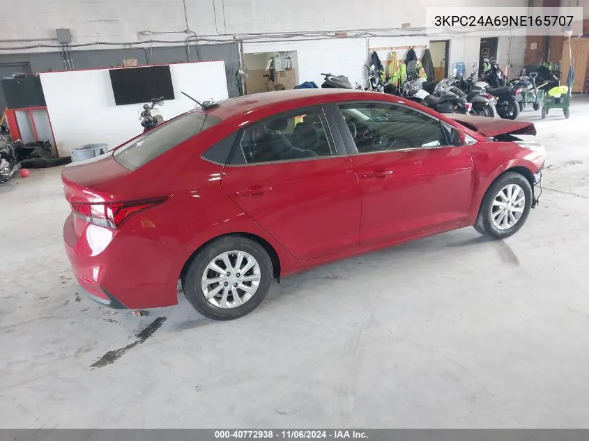 2022 Hyundai Accent Sel VIN: 3KPC24A69NE165707 Lot: 40772938