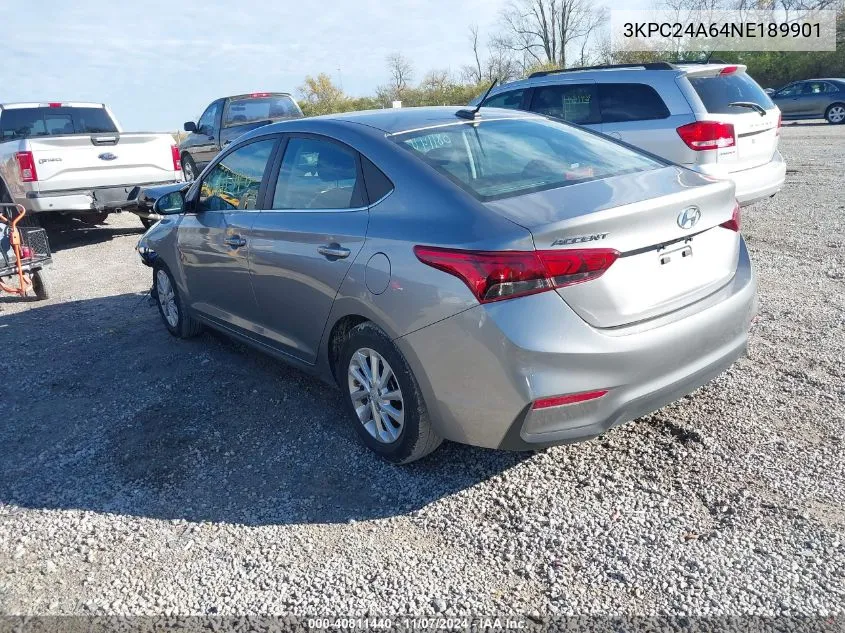 2022 Hyundai Accent Sel VIN: 3KPC24A64NE189901 Lot: 40811440