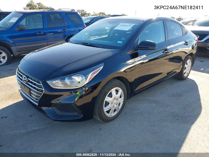 2022 Hyundai Accent Se VIN: 3KPC24A67NE182411 Lot: 40862629