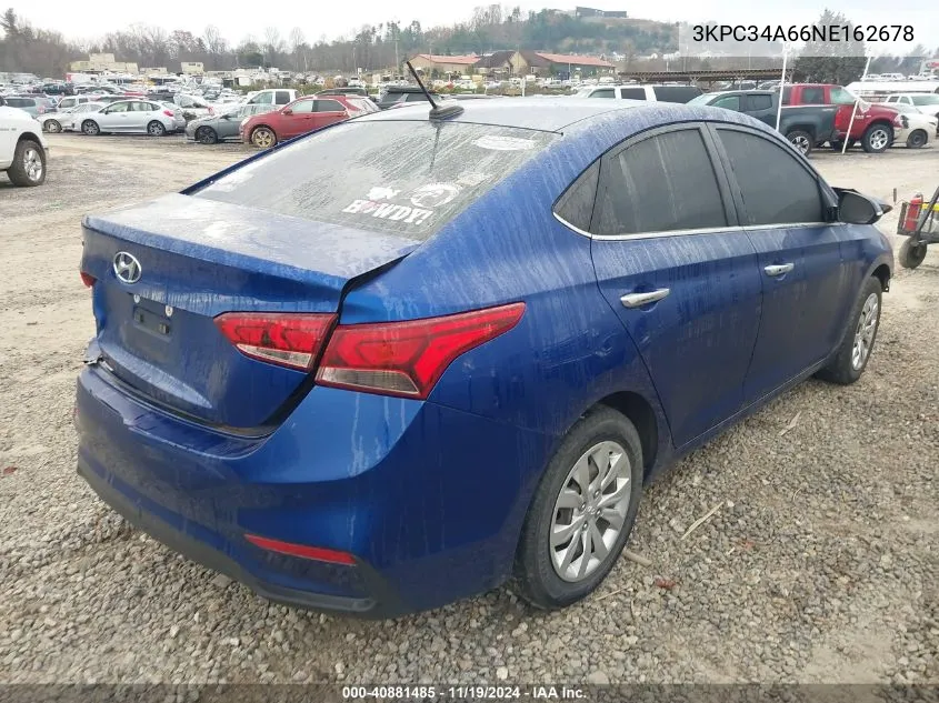 2022 Hyundai Accent Limited VIN: 3KPC34A66NE162678 Lot: 40881485