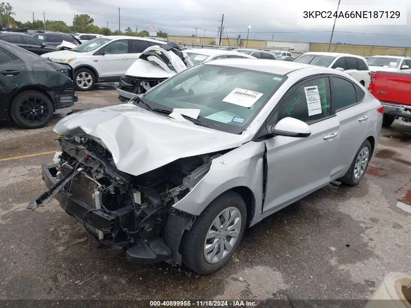 2022 Hyundai Accent Se VIN: 3KPC24A66NE187129 Lot: 40899955