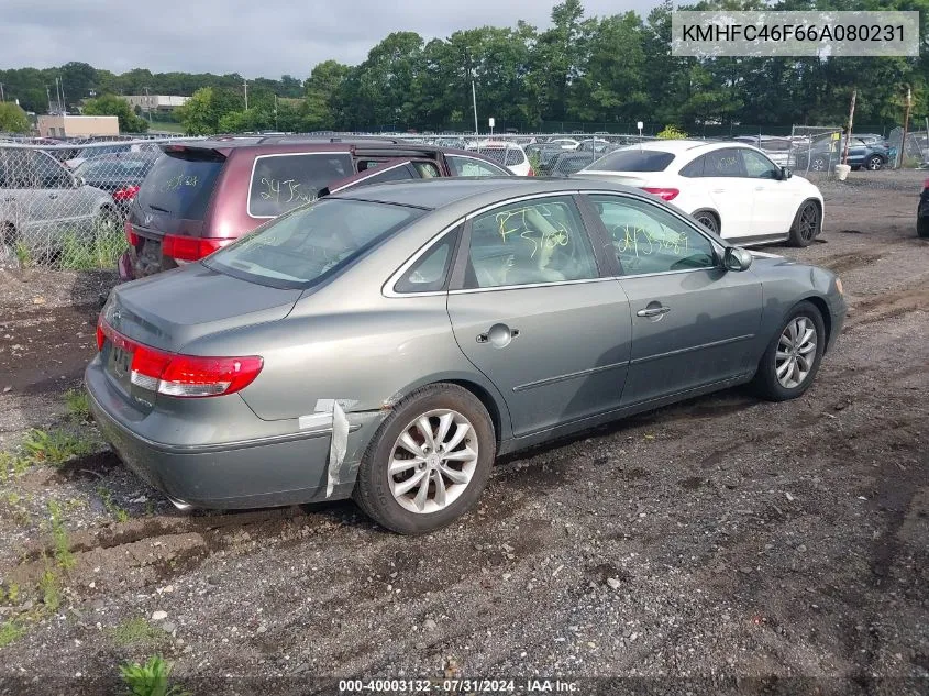 KMHFC46F66A080231 2006 Hyundai Azera Limited/Se