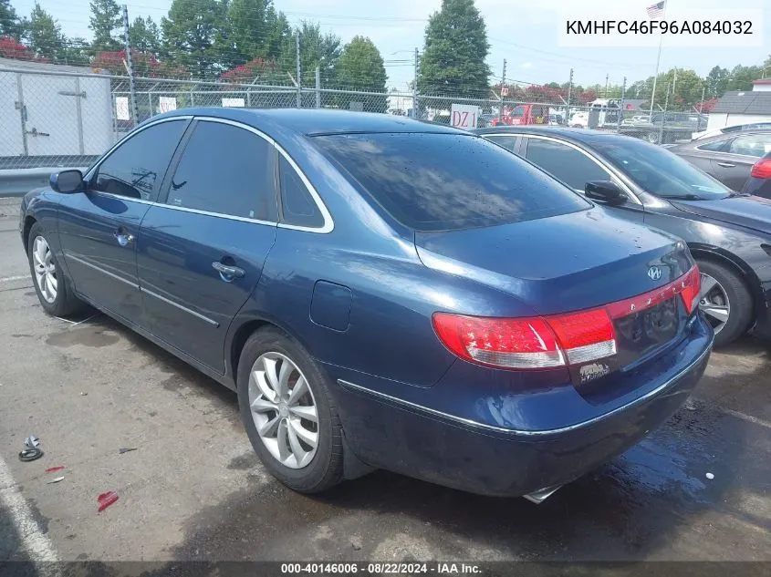 KMHFC46F96A084032 2006 Hyundai Azera Limited/Se