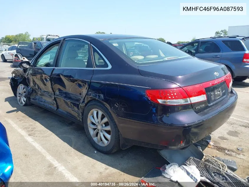 2006 Hyundai Azera Limited/Se VIN: KMHFC46F96A087593 Lot: 40194735