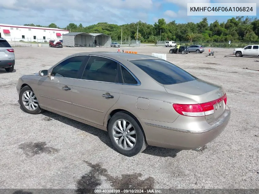 KMHFC46F06A106824 2006 Hyundai Azera Se/Limited