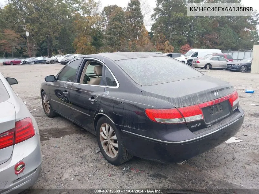 2006 Hyundai Azera Limited/Se VIN: KMHFC46FX6A135098 Lot: 40732689