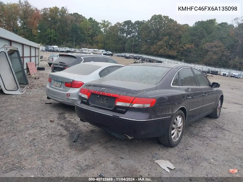 2006 Hyundai Azera Limited/Se VIN: KMHFC46FX6A135098 Lot: 40732689