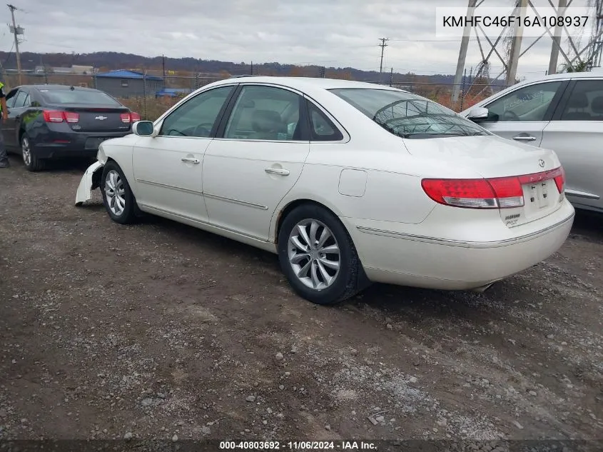 2006 Hyundai Azera Limited/Se VIN: KMHFC46F16A108937 Lot: 40803692