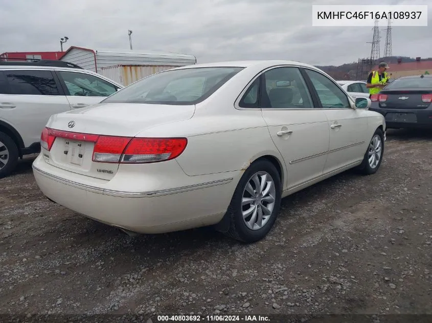 2006 Hyundai Azera Limited/Se VIN: KMHFC46F16A108937 Lot: 40803692