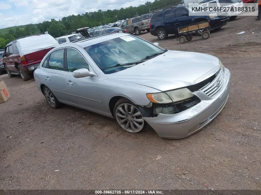 KMHFC46F27A188315 2007 Hyundai Azera Limited/Se