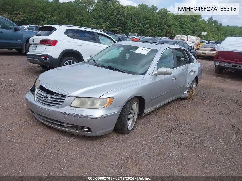 KMHFC46F27A188315 2007 Hyundai Azera Limited/Se