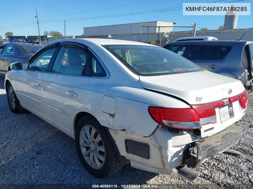 2007 Hyundai Azera Limited/Se VIN: KMHFC46F87A188285 Lot: 40580115