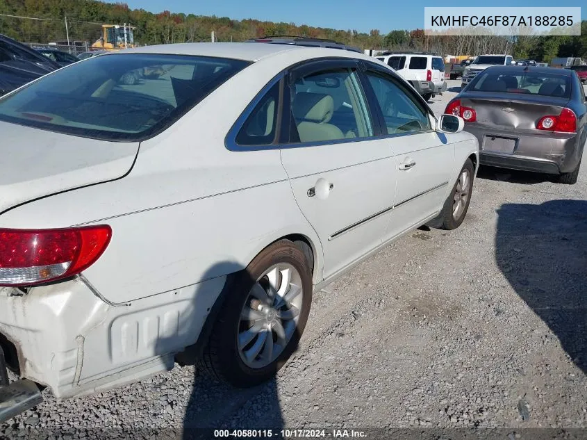 2007 Hyundai Azera Limited/Se VIN: KMHFC46F87A188285 Lot: 40580115