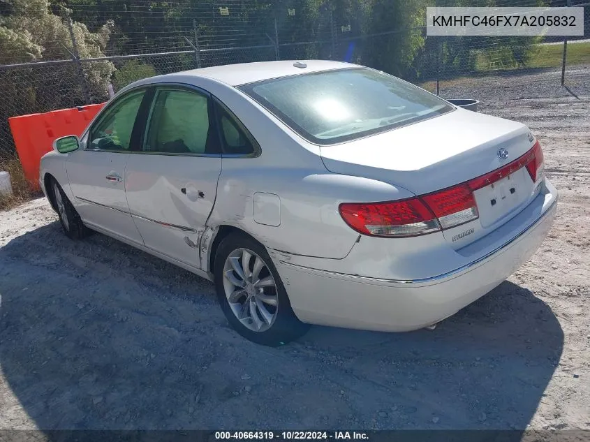 KMHFC46FX7A205832 2007 Hyundai Azera Limited/Se