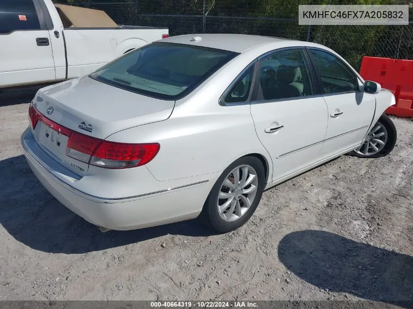 KMHFC46FX7A205832 2007 Hyundai Azera Limited/Se