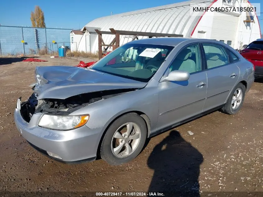 2007 Hyundai Azera Gls VIN: KMHFC46D57A185021 Lot: 40729417