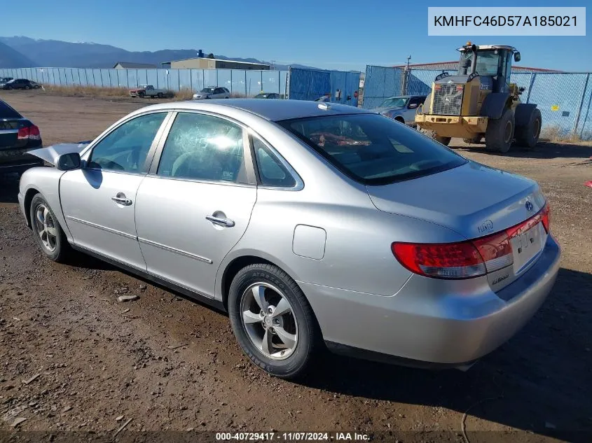 2007 Hyundai Azera Gls VIN: KMHFC46D57A185021 Lot: 40729417