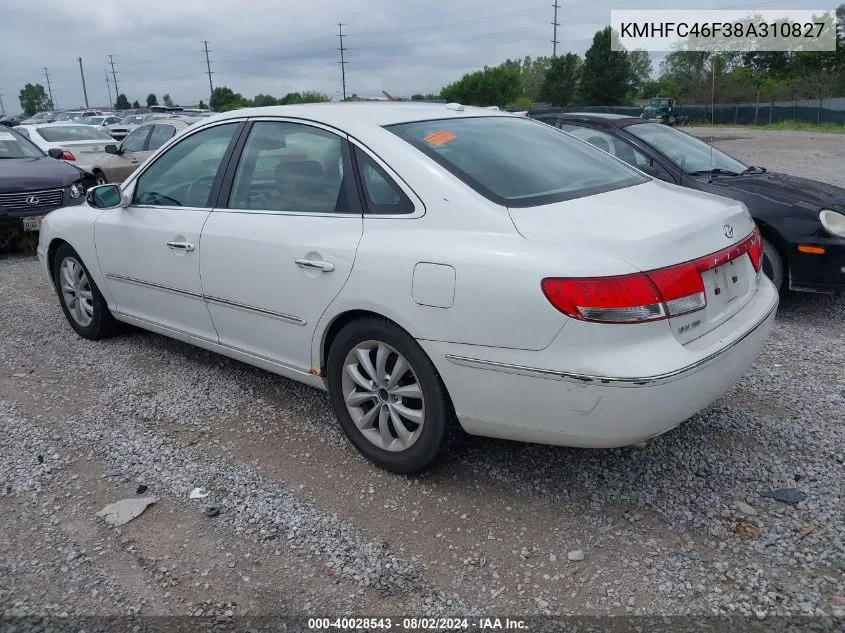 KMHFC46F38A310827 2008 Hyundai Azera Limited