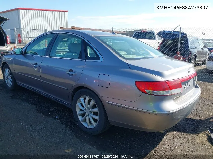 2008 Hyundai Azera Se/Limited VIN: KMHFC46F88A273807 Lot: 40131767