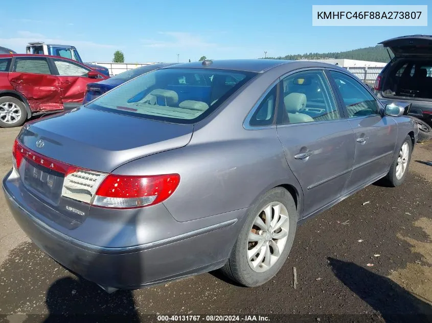 KMHFC46F88A273807 2008 Hyundai Azera Se/Limited