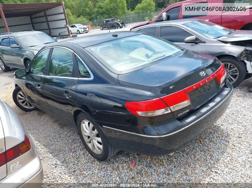 KMHFC46F08A302605 2008 Hyundai Azera Limited