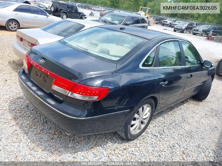 KMHFC46F08A302605 2008 Hyundai Azera Limited